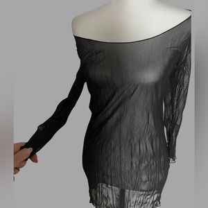 Sheer black net (stretchy) long sleeve T-shirt/tunic